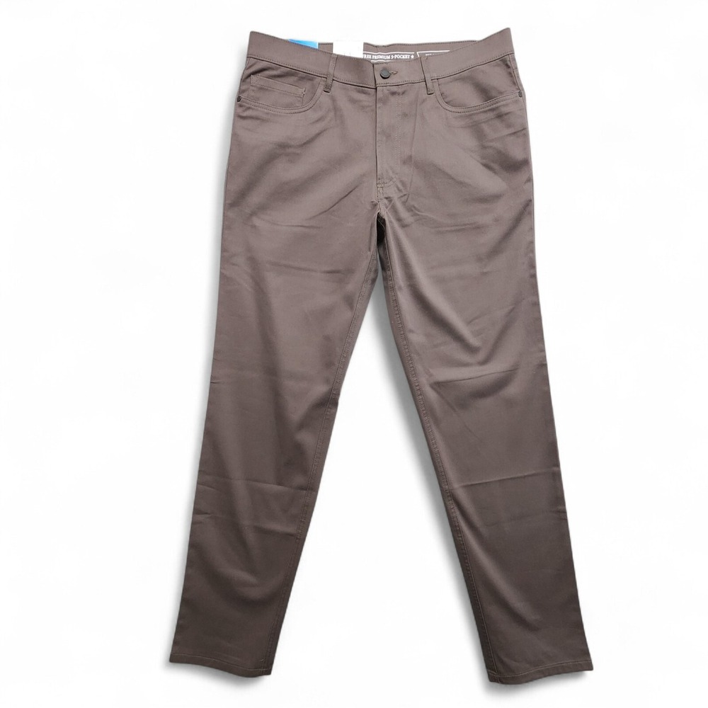 Haggar Iron Free Premium 5 Pocket Pants Mens‎ 34x34 Espresso Straight Fit NEW
